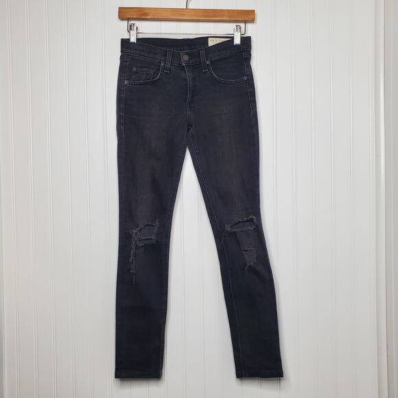 rag & bone Women's Soft Black Skinny Jeans Size 24 Rock w/ Holes Distressed Boho - Picture 10 of 10